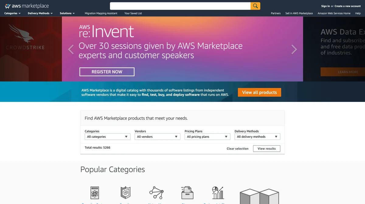AWS Marketplace marketplace screenshot