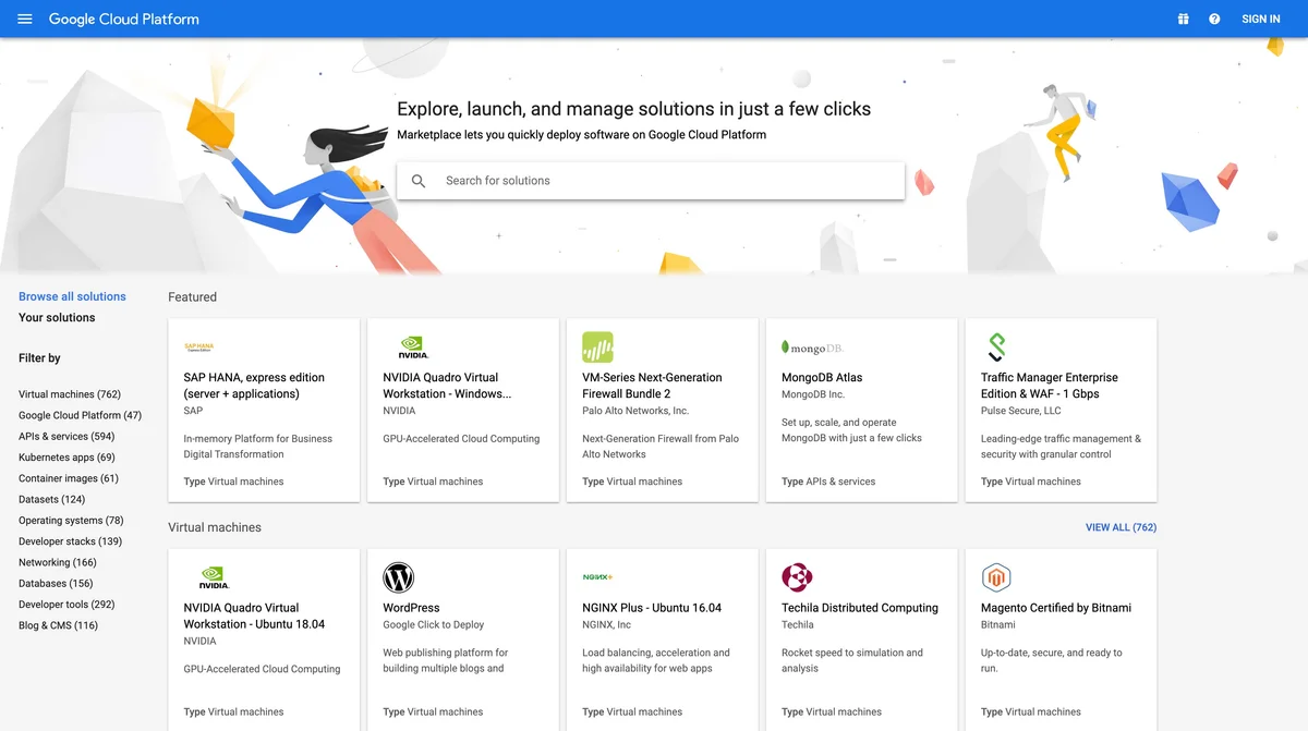 Google Cloud Platform Marketplace marketplace screenshot