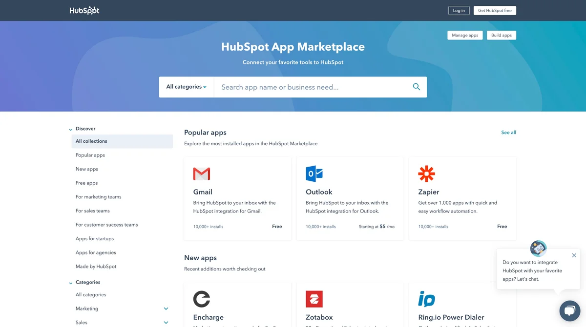 HubSpot marketplace screenshot