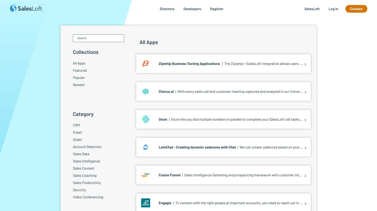 SalesLoft marketplace screenshot