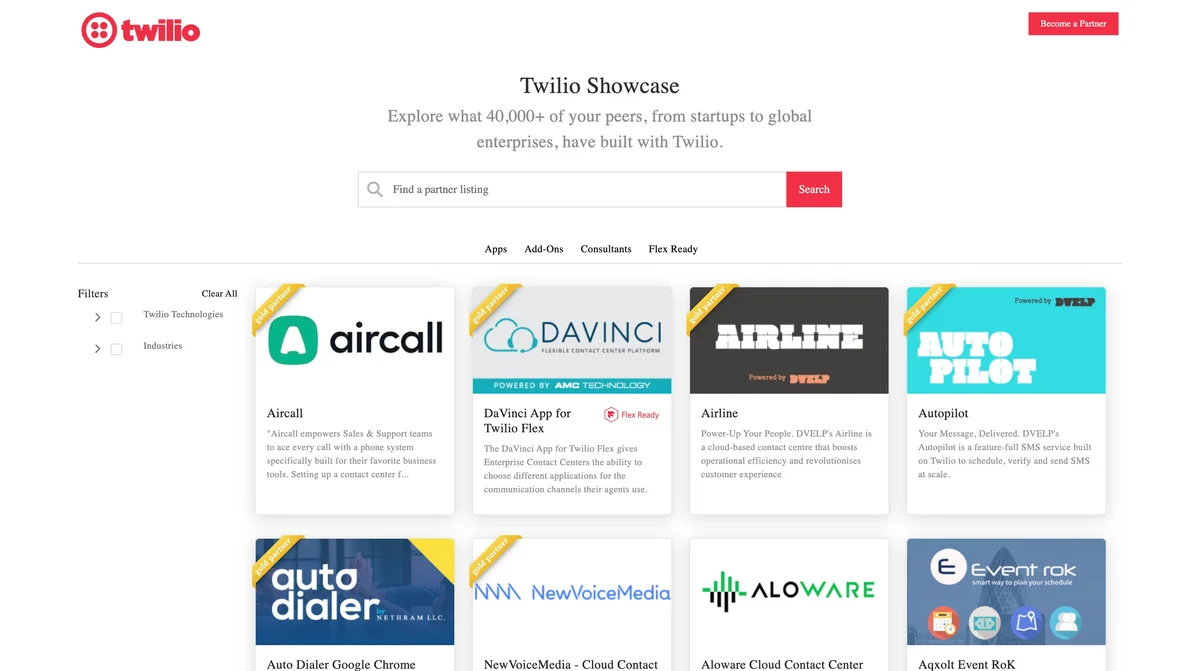 Twilio marketplace screenshot
