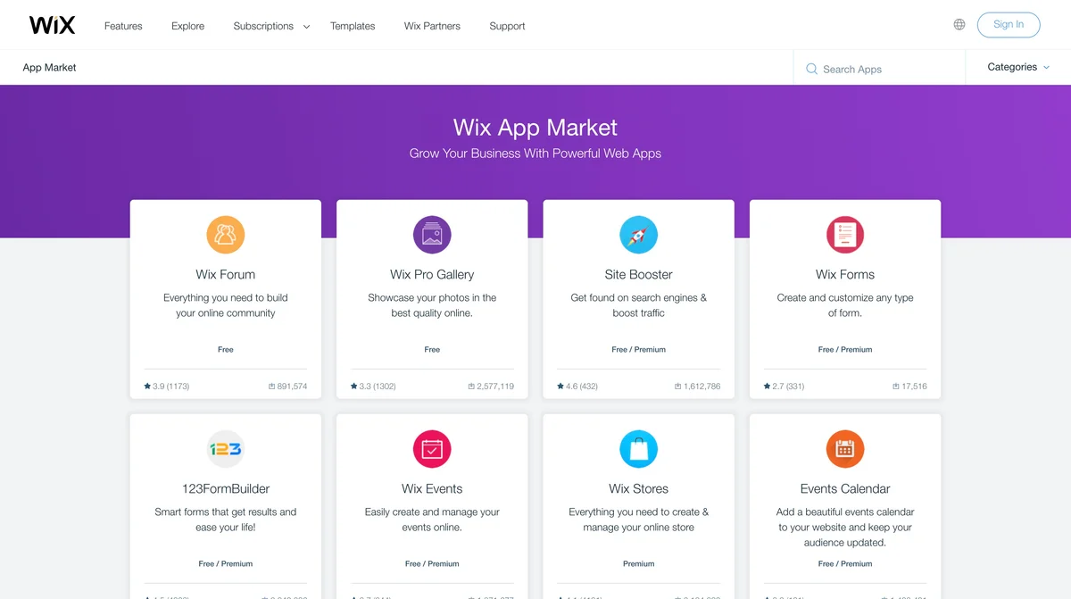 Wix marketplace screenshot