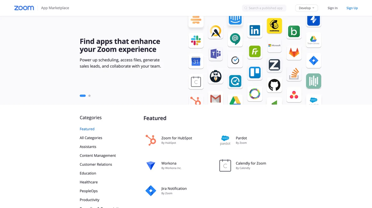 Zoom marketplace screenshot